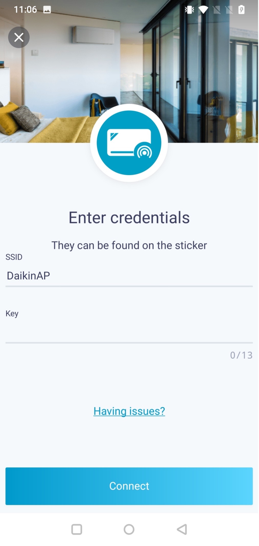 Введення облікових даних в ONECTA